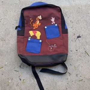Vintage Disney Winnie the Pooh Piglet Tigger Backpack with Embroidery & Pockets